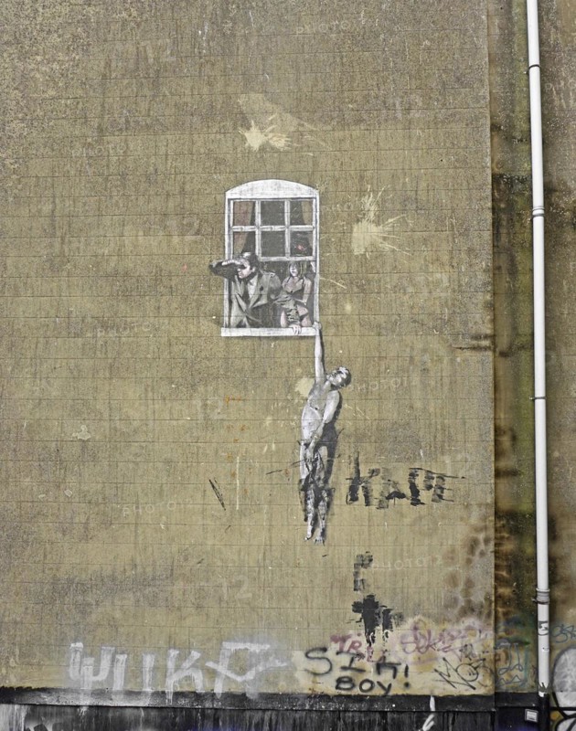 Well Hung Lover by Banksy, Street Art, Bristol, England, Great Britain