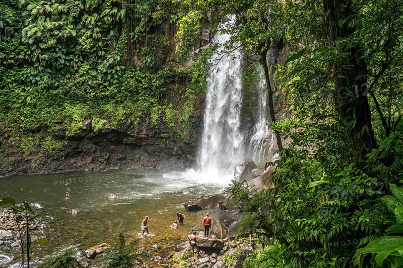Chutes du Carbet waterfall in Guadeloupe National Park, Basse-Terre, Guadeloupe, France, North America