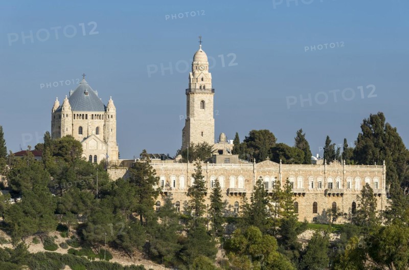 Dormitio Abbey with Basilica and Bell Tower on Mount Zion, Jerusalem, Israel, Asia