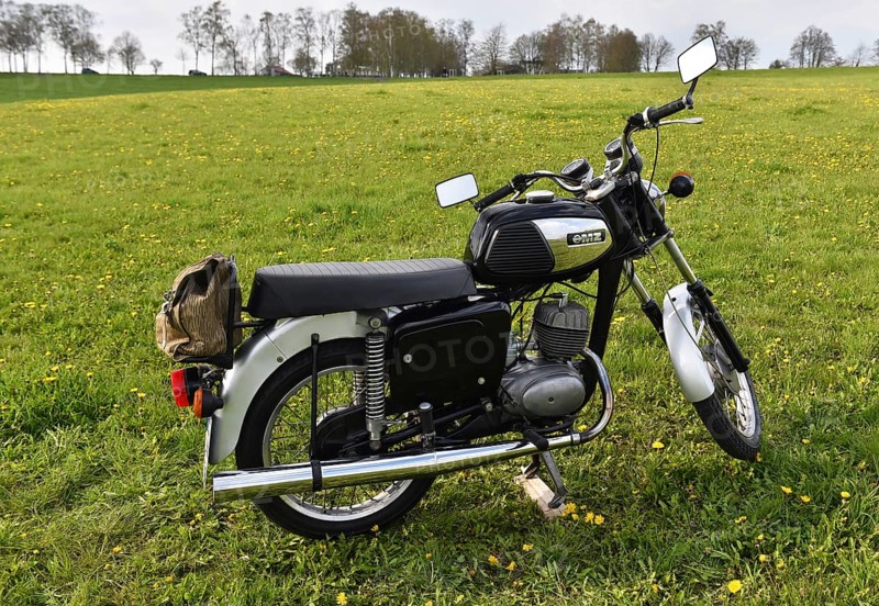 Vintage motorbike from the GDR MZ TS 150, Hesse, Germany, Europe