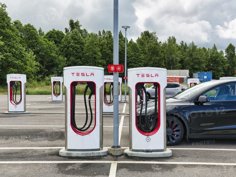 Tesla charging stations for electric vehicles, Supercharger, electric charging station, Sweden, Europe