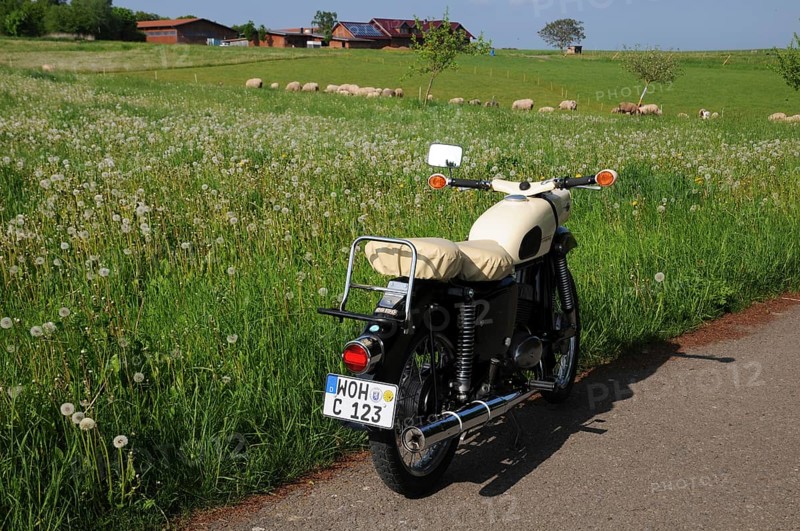 Vintage motorbike from the GDR MZ ES 150, Hesse, Germany, Europe
