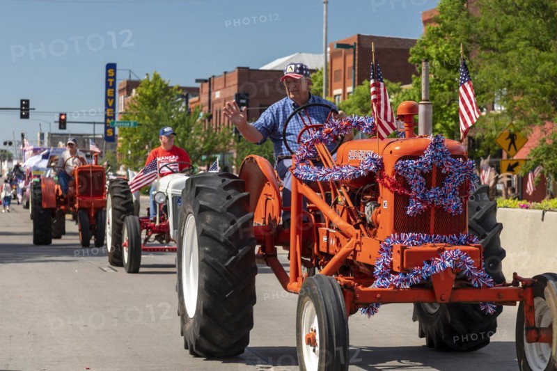 Hutchinson, Kansas, Tractors join the annual July 4 Patriots Parade in rural Kansas