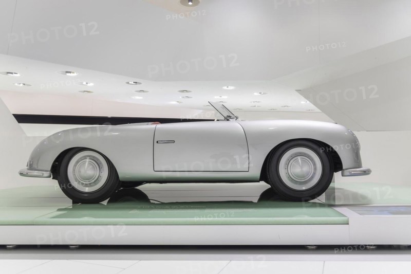 Porsche 356 No. 1 Roadster, built in 1948, classic car. Porsche Museum, Automuseum, Stuttgart, Baden-Wuerttemberg, Germany, Europe