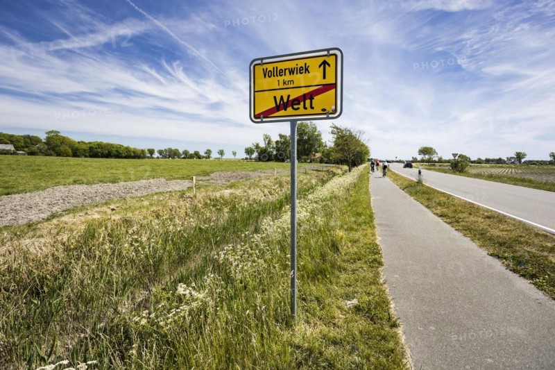 Exit of the municipality Welt in Nordfriesland, End of the World, Vollerwiek, Welt, Schleswig-Holstein, Germany, Europe