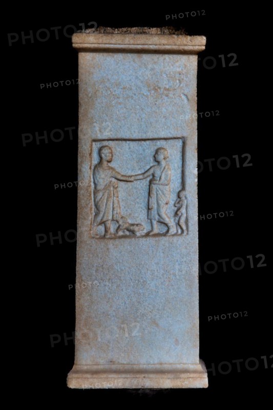 Tomb stele of Peisistratos, son of Soteris, 2nd century B.C., Archaeological Museum in the former Order Hospital of the Knights of St. John, 15th century, Old Town, Rhodes Town, Greece, Europe