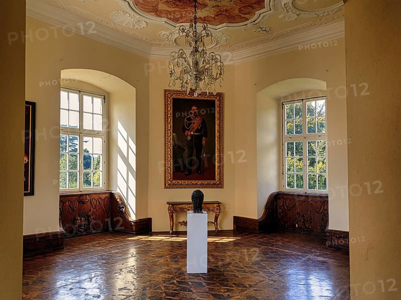 Exhibits in Corvey Castle World Heritage Site, interior photograph, Hoexter, Weserbergland, North Rhine-Westphalia, Germany, Europe