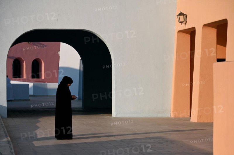 Colourful houses in Mina District, Mia Park, Old Port Doha, Qatar, Asia