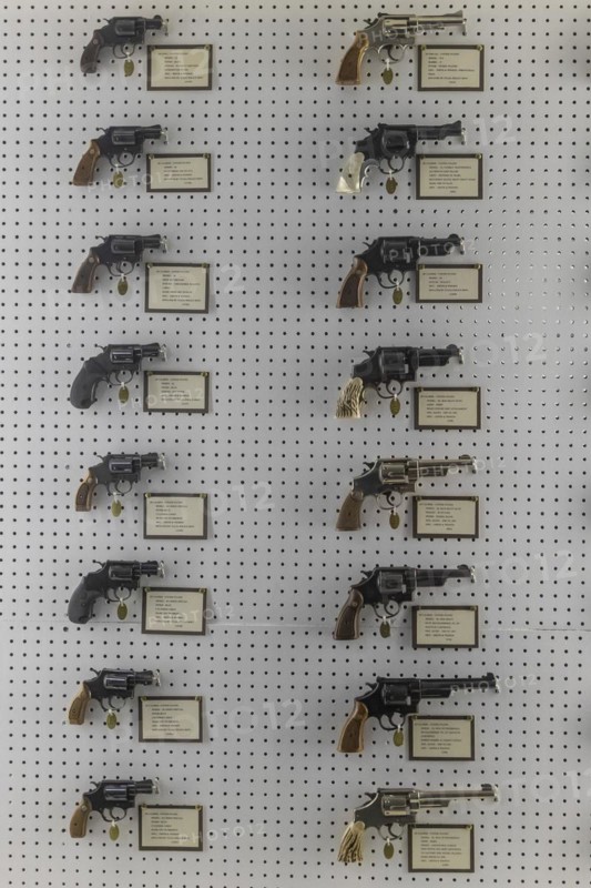 Claremore, Oklahoma, Smith & Wesson handguns at the Davis Arms & Historical Museum, which displays what it calls the worlds largest private firearms collection. The weapons originally belonged to J. M. Davis. They are now displayed in a museum built by the State of Oklahoma
