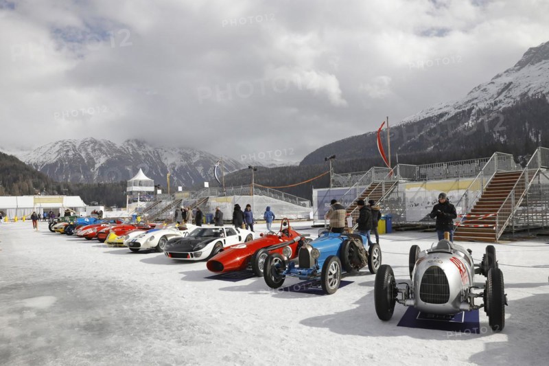 Classic car Concours dElegance on the frozen lake, The ICE, St. Moritz, Engadin, Switzerland, Europe