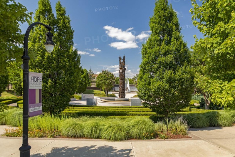 Tulsa, Oklahoma, The John Hope Franklin Reconciliation Park, a memorial based on the 1921 race massacre in which many African-Americans were murdered and the Greenwood District burned to the ground