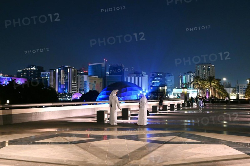 Entrance area of the Museum of Islamic Art by the archtics Ieoh Ming Pei and Jean-Michel Wilmotte, Doha, Qatar, Asia