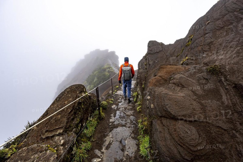 Hikers in the mist