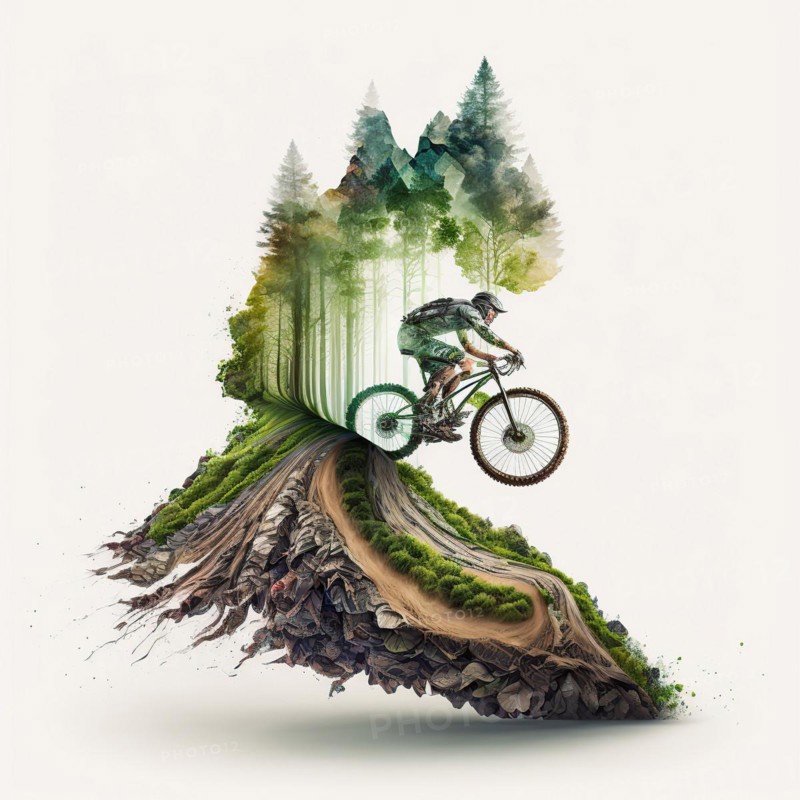 Mountain biker in the forest