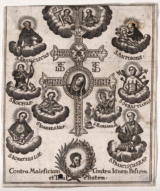 A cross with the image of the Virgin of the Ursulines in Landshut