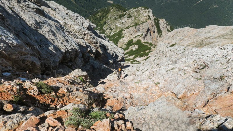 Passage via ferrata with a large exposure and an amazing view of the mountain range. Dolomites