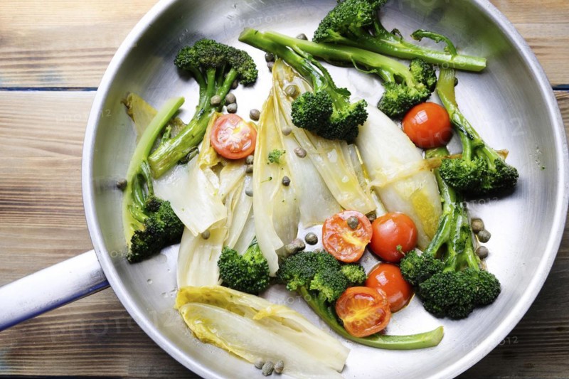 Chicory as a vegetable in a pan