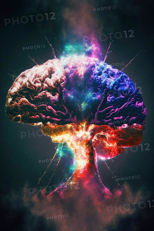 Human brain in bright colours