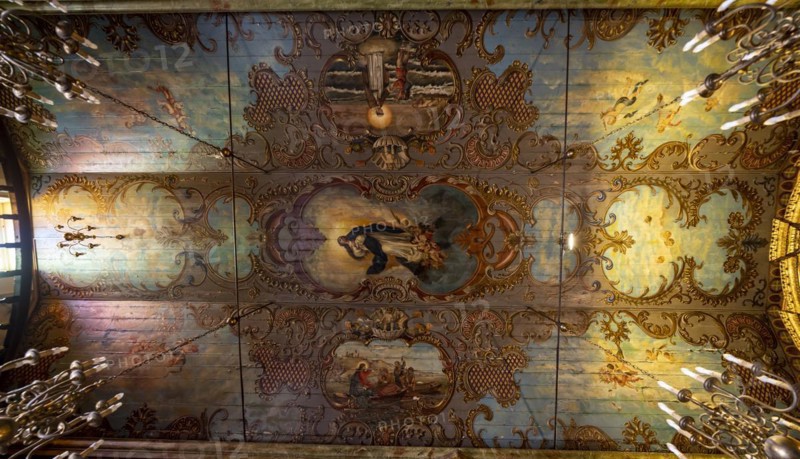 Painted wooden ceiling
