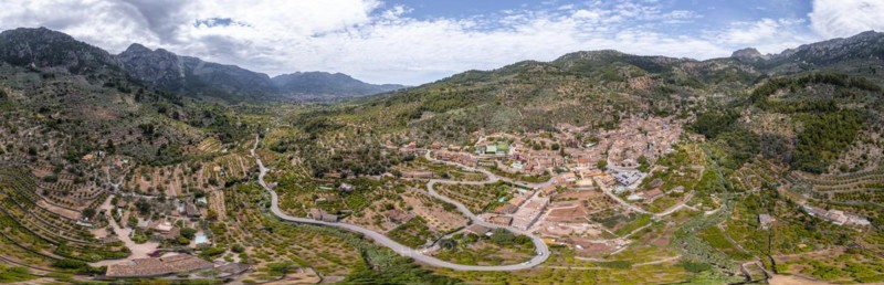 Mediterranean mountain landscape with mountain village