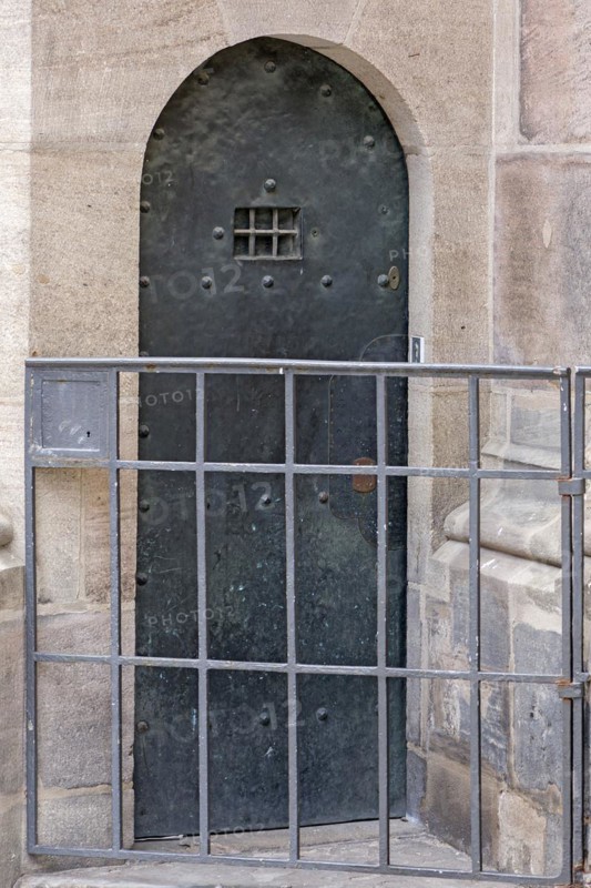 Sacristy door with peep window