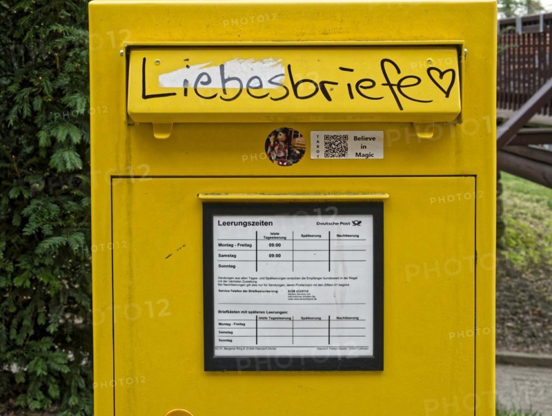 German Post Office letterbox with graffiti love letters