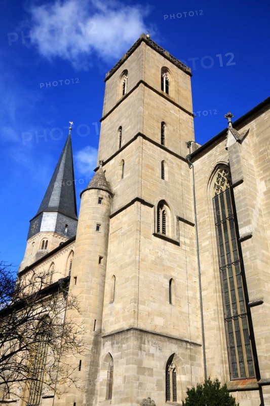 The historic old town of Muennerstadt with a view of the church of St. Maria Magdalena. Muennerstadt