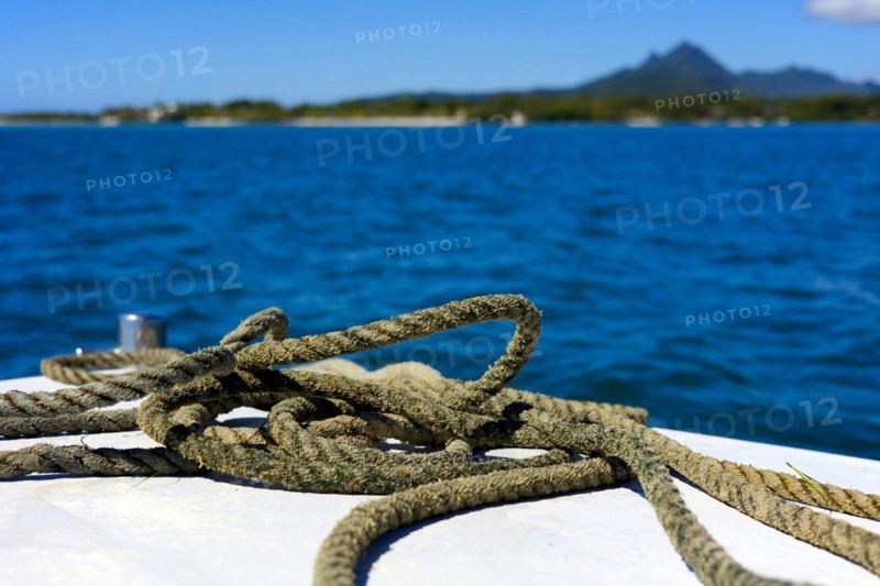 Rope lying on the bow of a boat