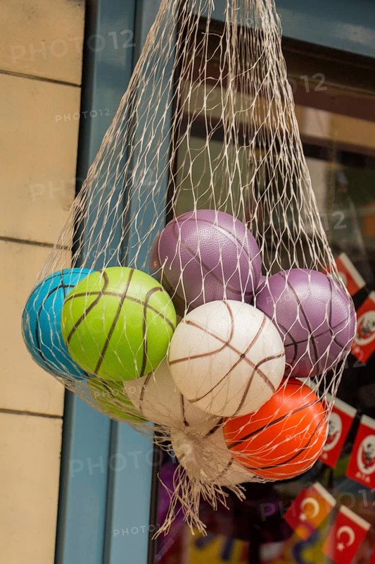 Rubber ball of various color as a background