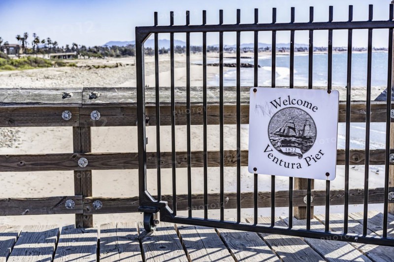 Close-up of Ventura Piers gate
