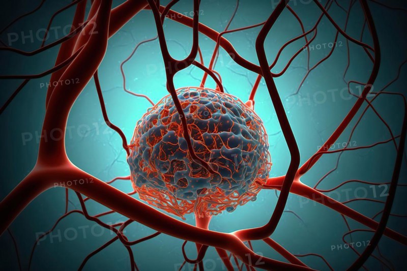 Schematic representation of a highly vascularised tumour cell