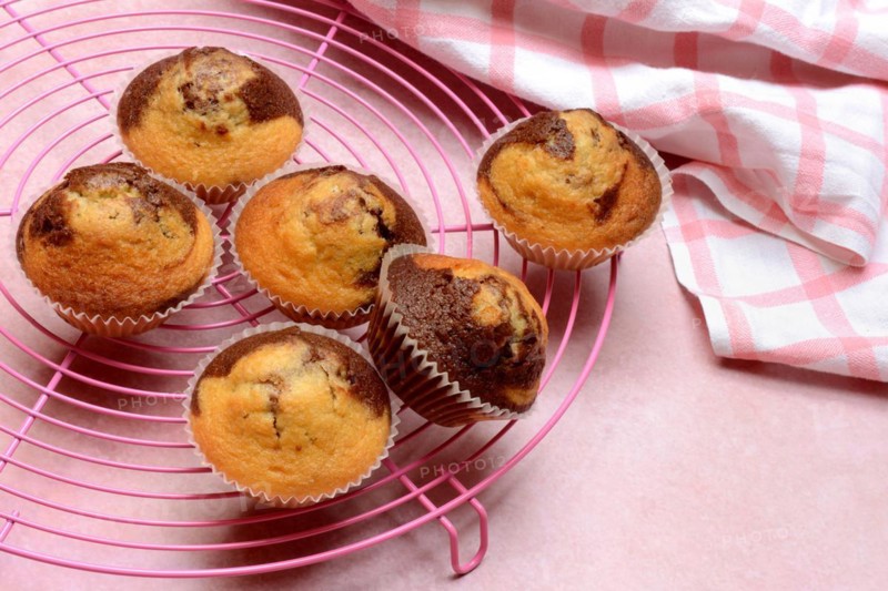 Chocolate Muffins on Cake Rack