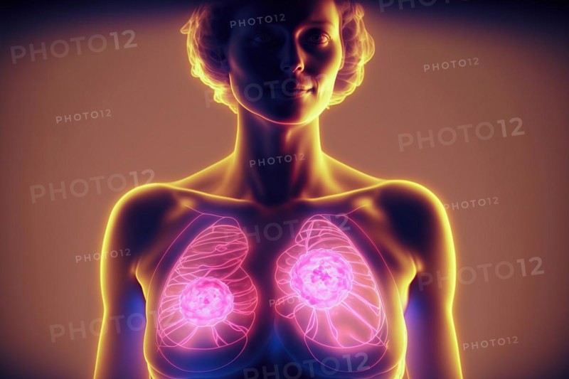 Schematic representation of a bilateral breast carcinoma