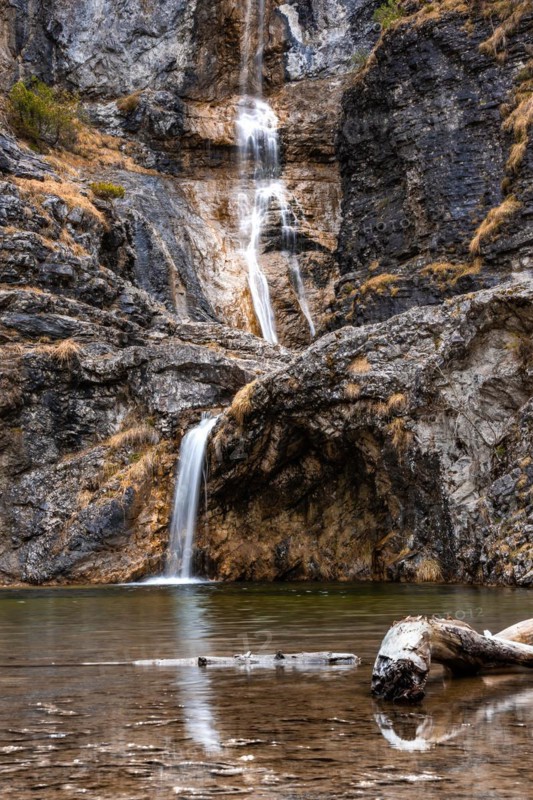 Stuibenfall with little water in winter
