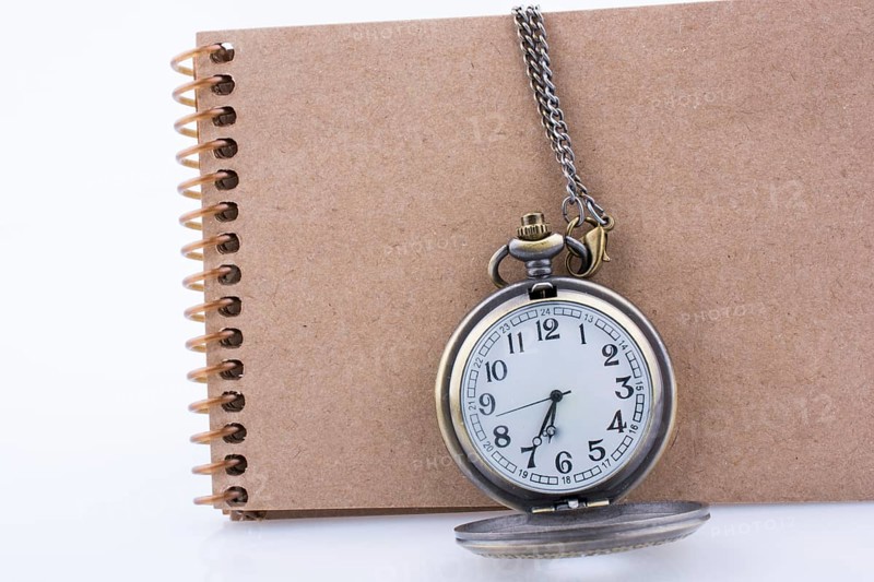Retro style pocket watch on white background