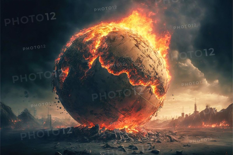 Illustration of an apocalyptic destruction of the globe