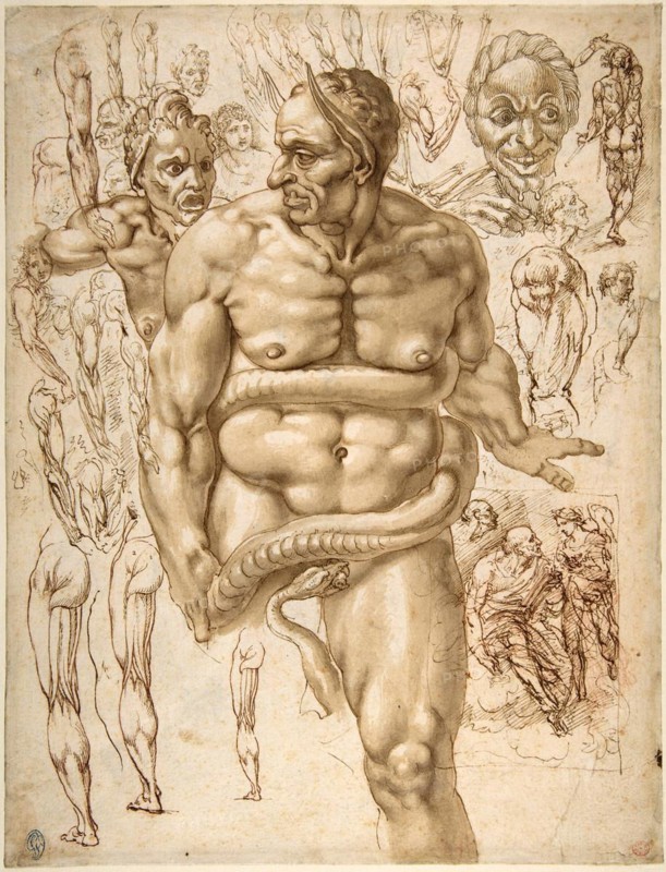 Active demon surrounded by a serpent