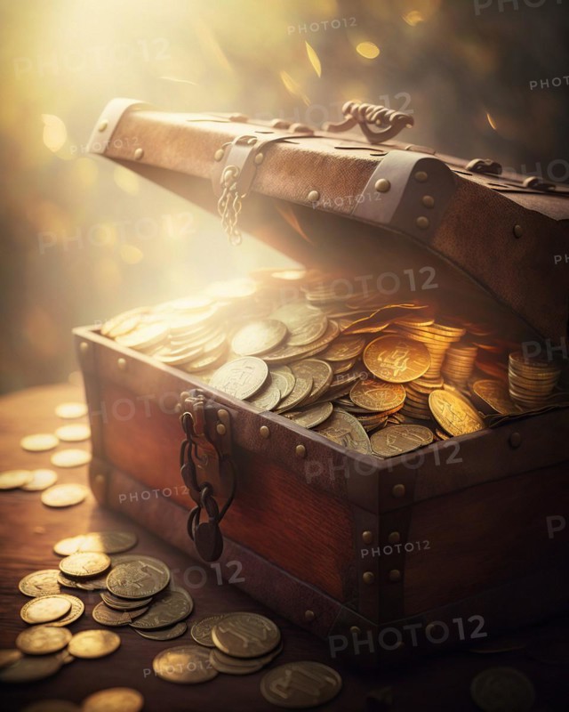 Treasure chest full of gold coins