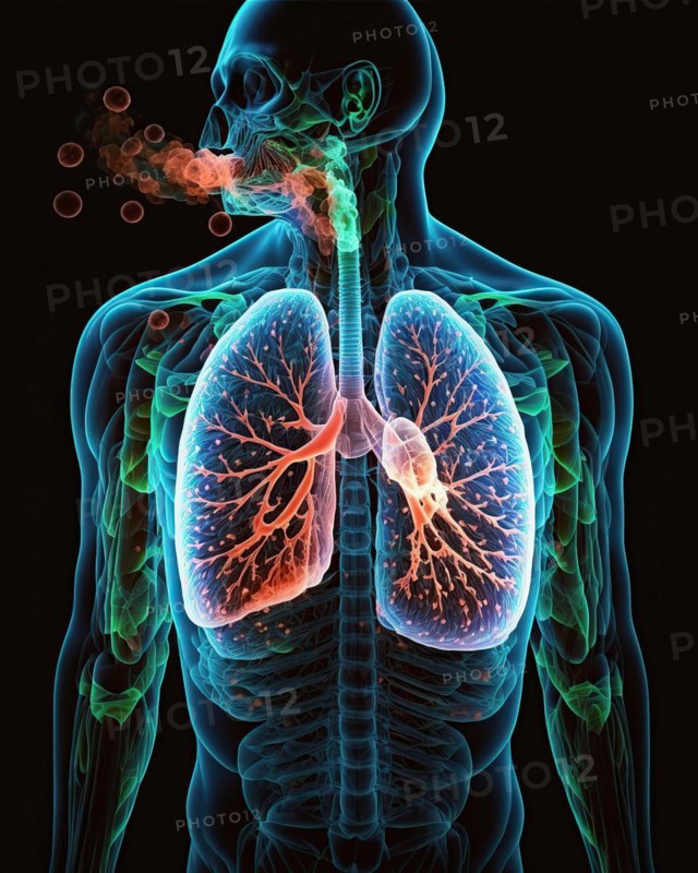 Schematic representation of a smoker with bronchial carcinoma
