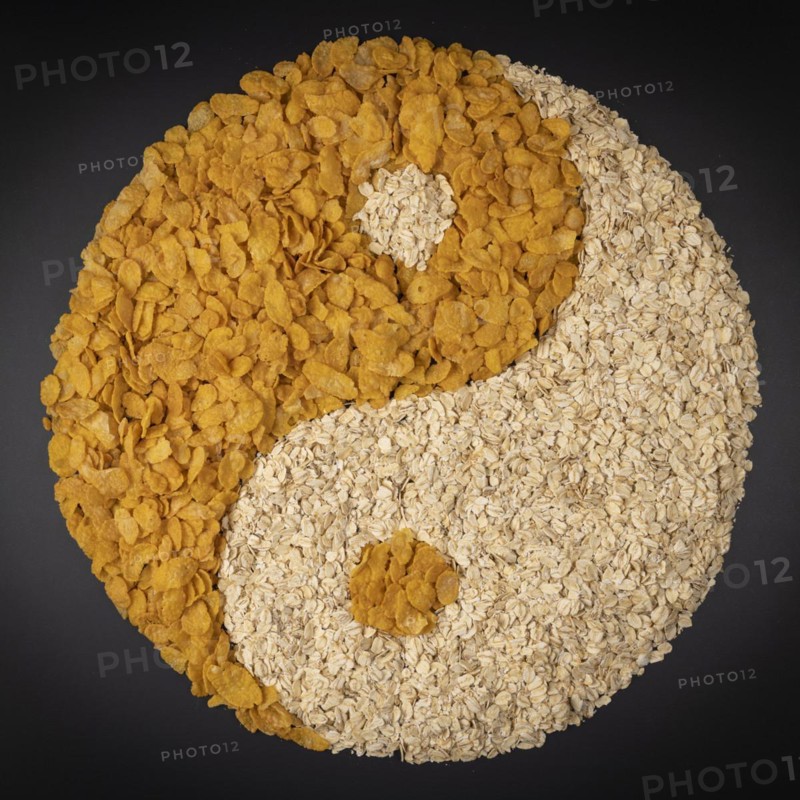 Yin Yang from cornflakes and oatmeal