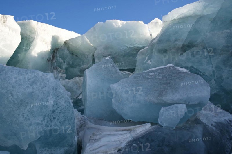 Ice formations in early spring on the Russell Glacier