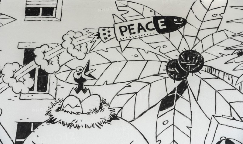 Wall drawings in black and white