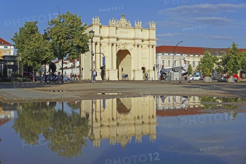 Reflection Brandenburg Gate in puddle