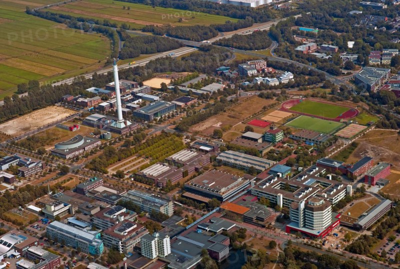 Aerial view of Bremen University with the drop tower