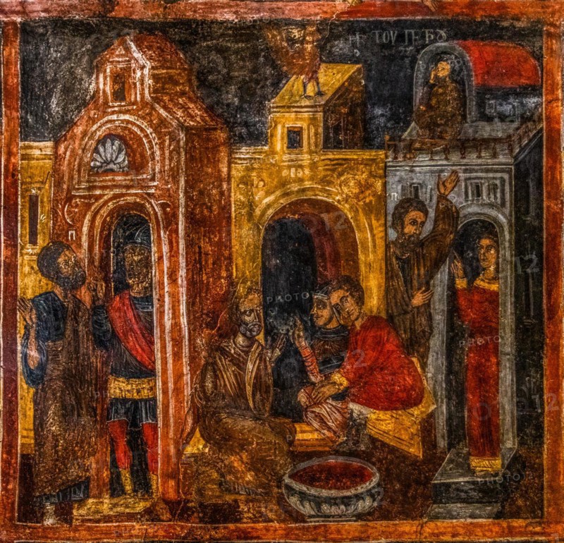 Cross-domed church of Kimissis tis Theotokou with frescoes of the Old and New Testaments