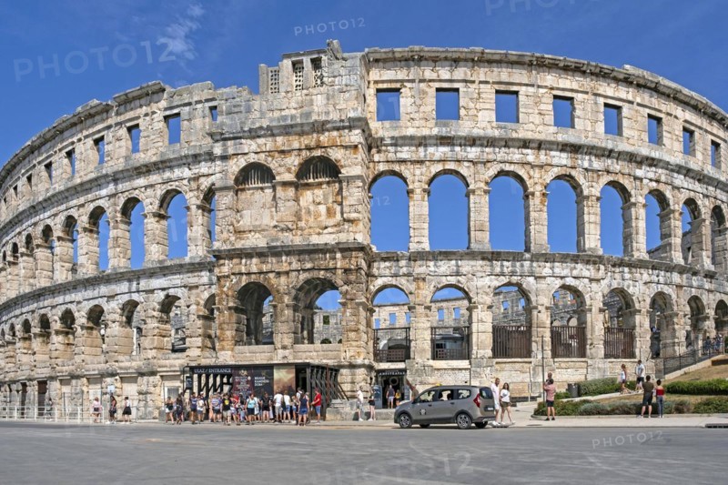 Restored arched walls of the Pula Arena