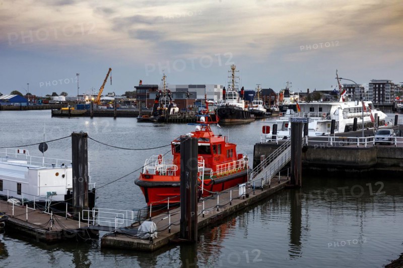 Seaport Cuxhaven at the mouth of the Elbe into the North Sea