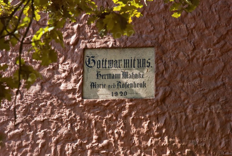 Inscription \God was with us\ on a farmhouse