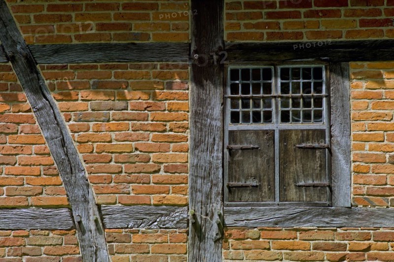 Windows on an old farmhouse