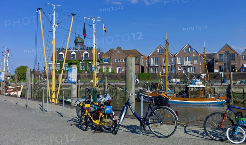 Bicycles parked at the harbour of Neuharlingersiel